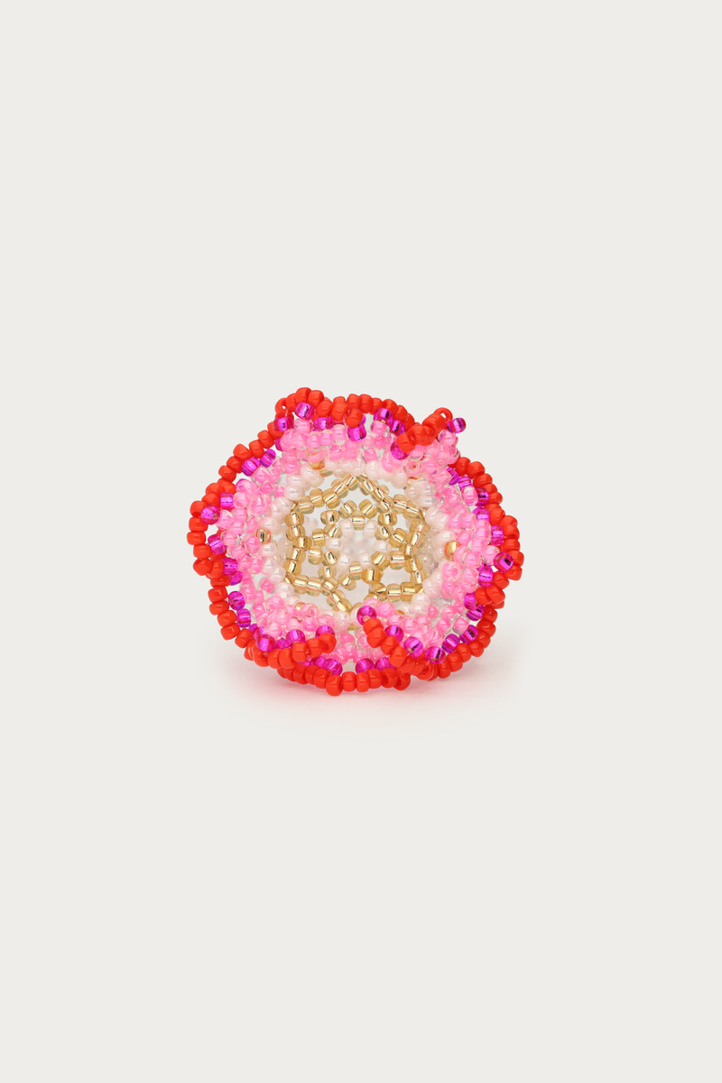 Ring met dubbele miyuki bloem