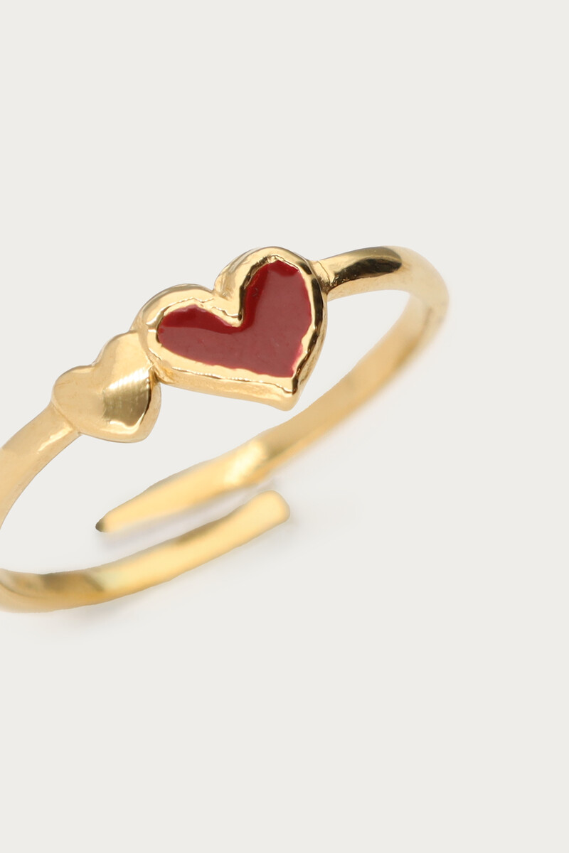 Ring with double red heart | My Jewellery