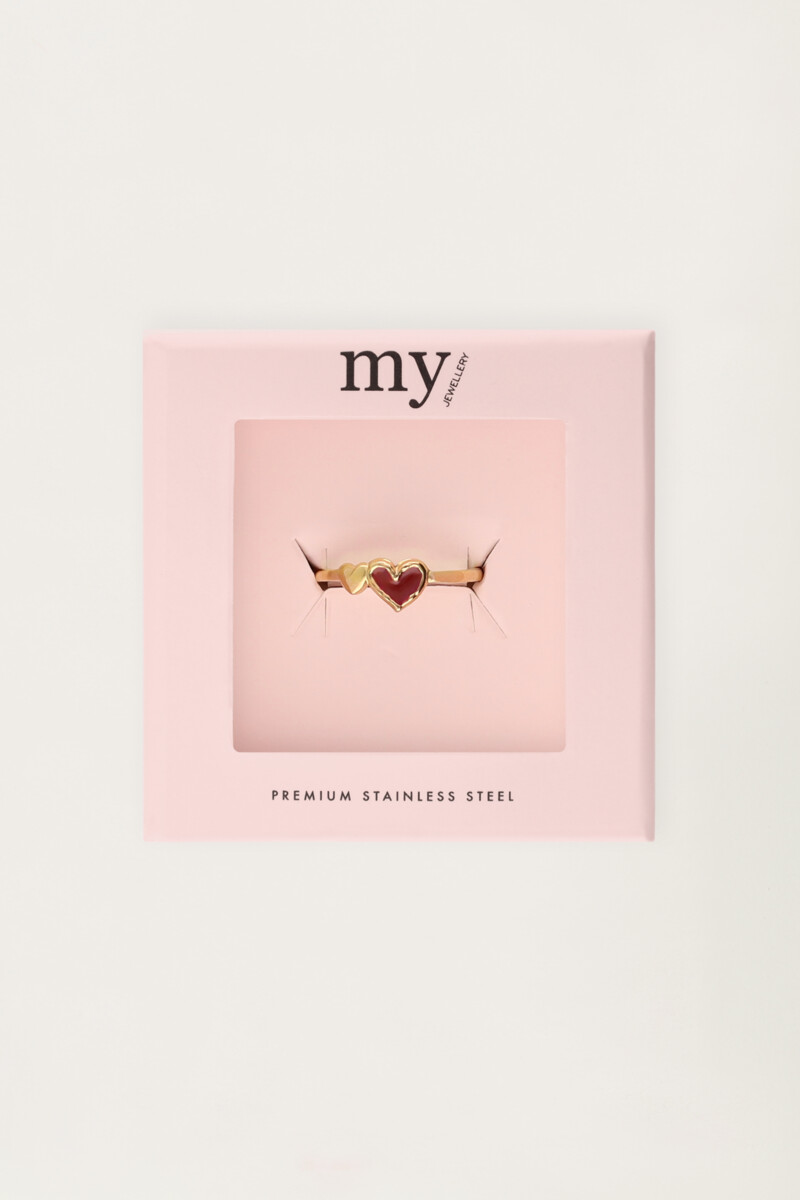 Ring with double red heart | My Jewellery