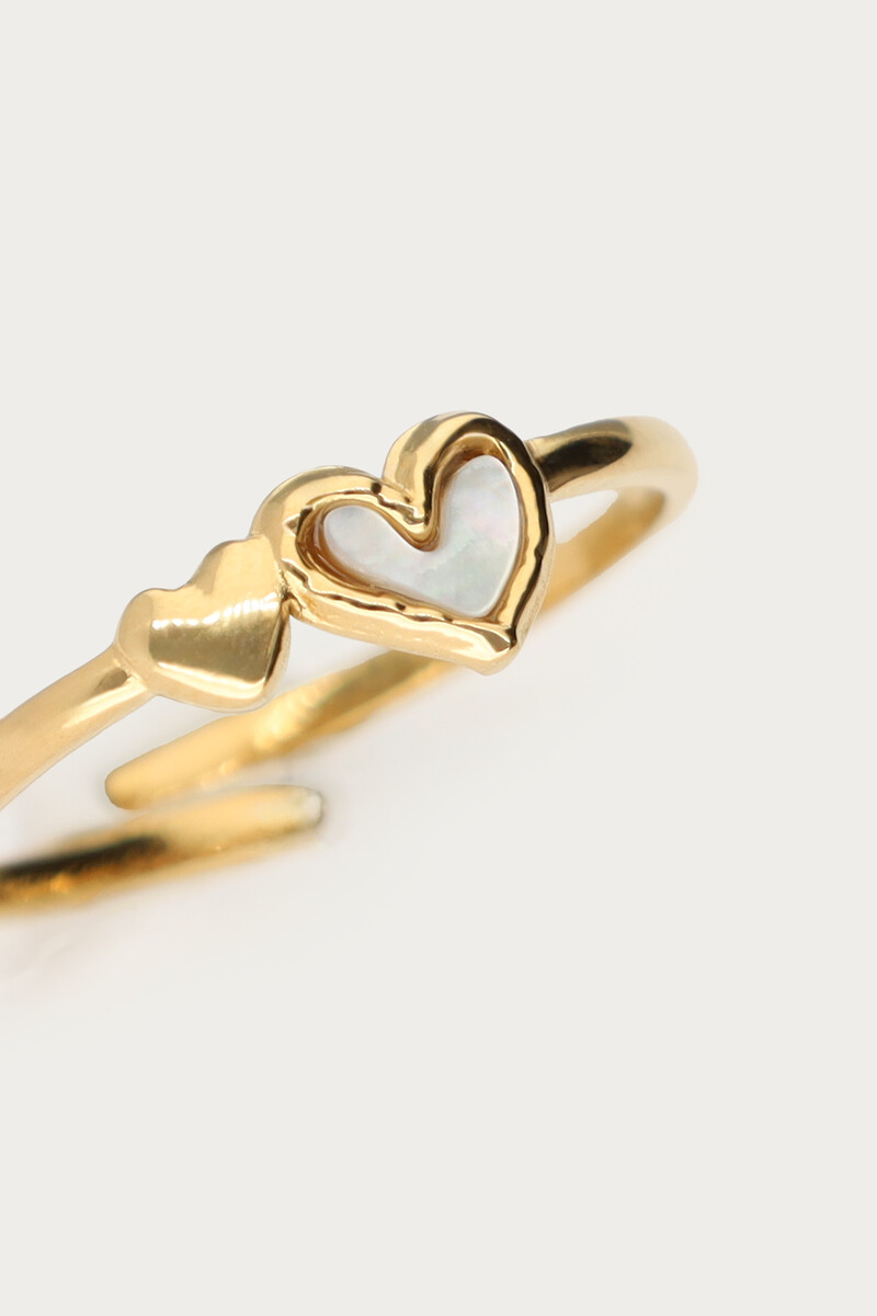 Ring with double white heart | My Jewellery