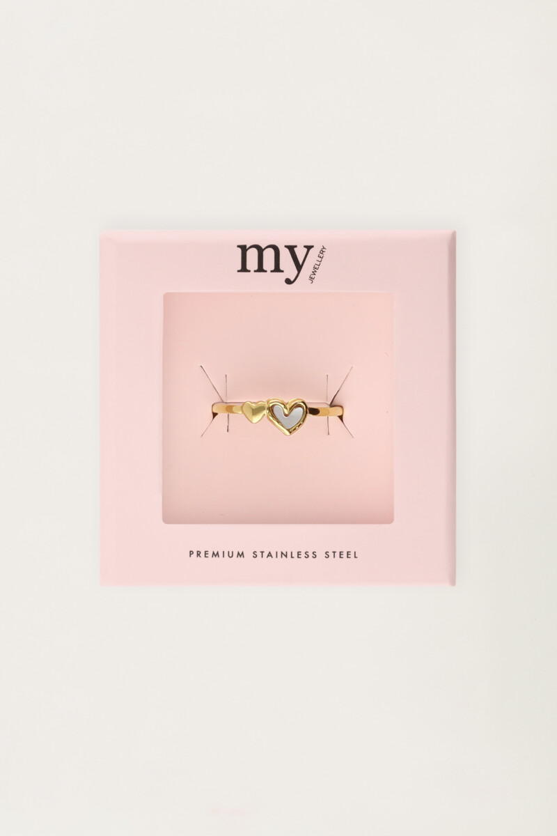 Ring with double white heart | My Jewellery