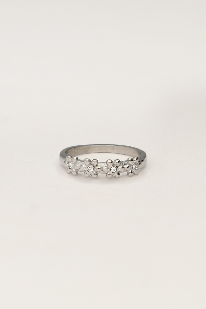 Ring met bloemen & steentjes