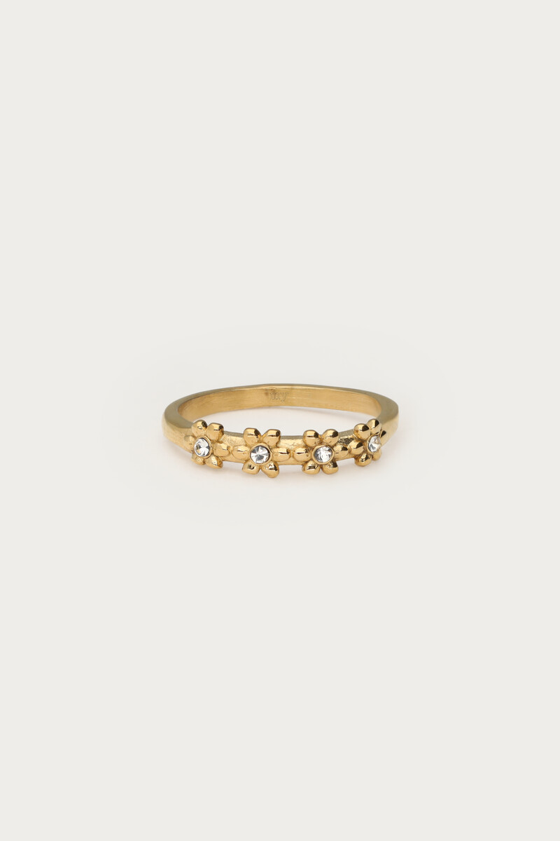 Bague avec fleurs et pierres My Jewellery Argenté/Doré 18 femme