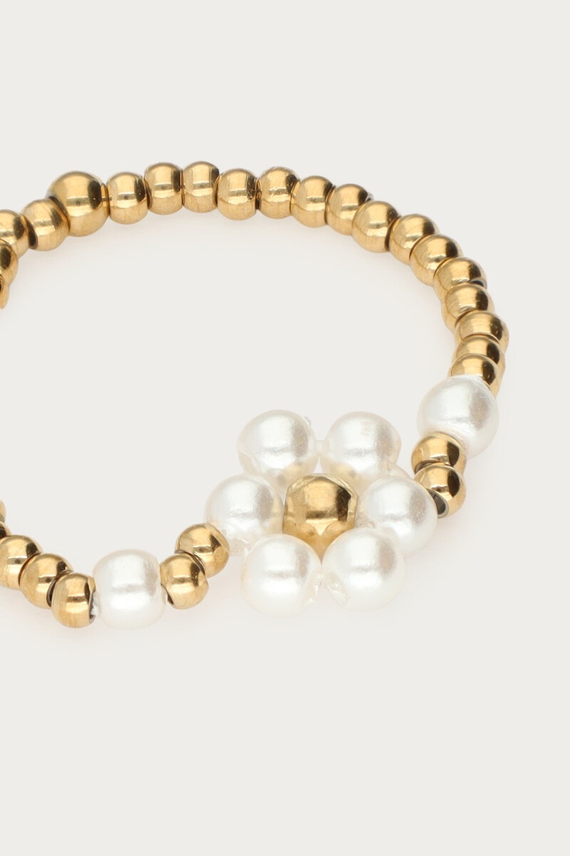 Stretch ring with faux pearl flower | My Jewellery