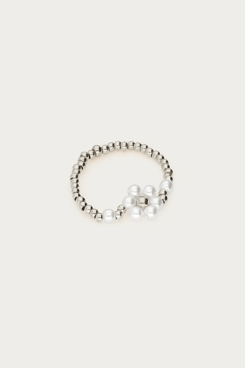 Stretch ring with faux pearl flower | My Jewellery