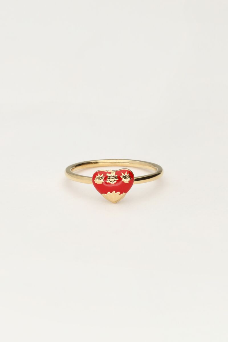 Bague avec cœur rouge vintage