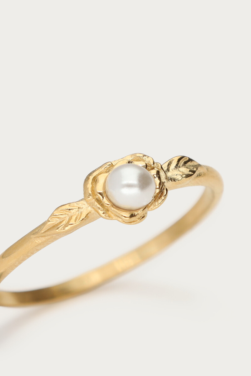 Ring with rose and imitation pearl | My Jewellery