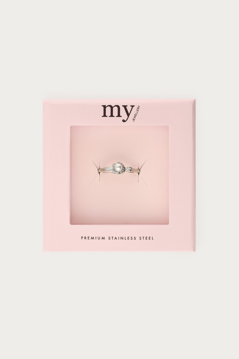 Ring with rose and imitation pearl | My Jewellery