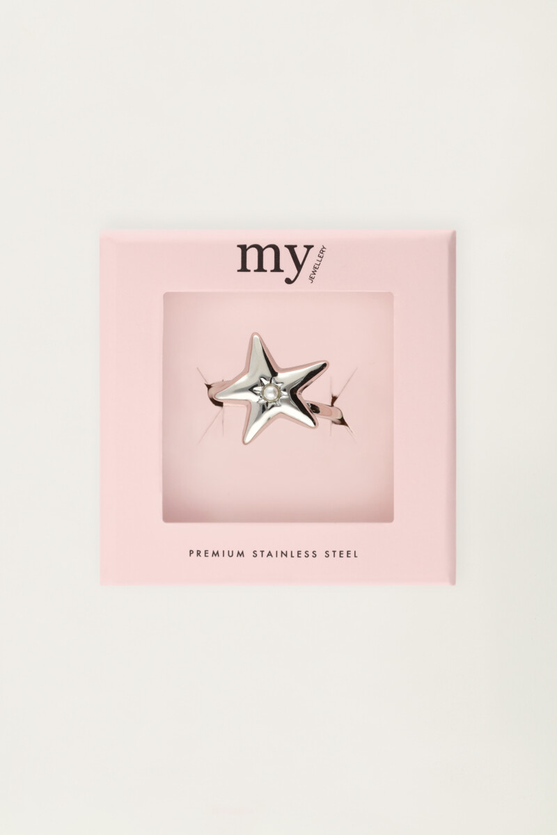 Ring with star and faux pearl | My Jewellery