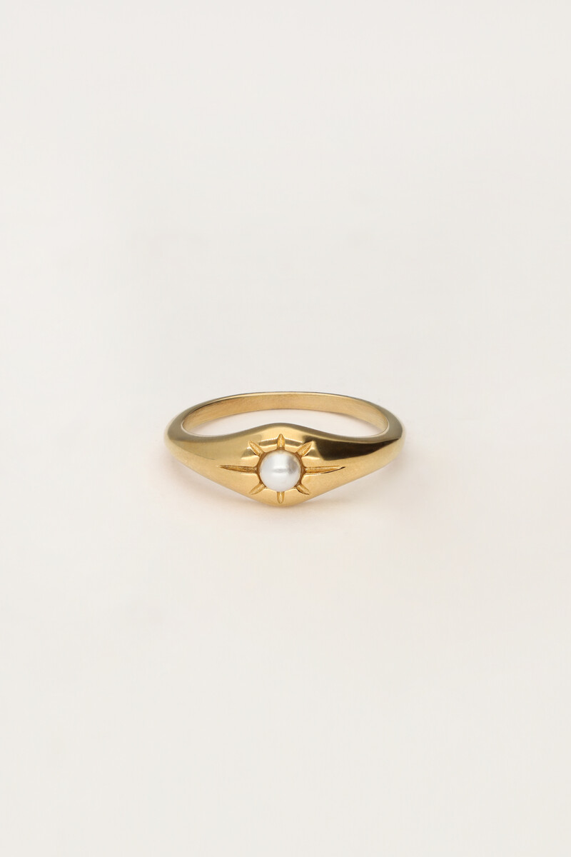 Ring mit Sonne & Kunstperle 