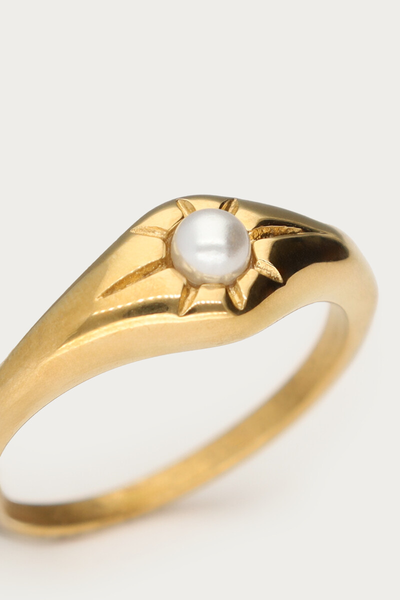Ring with sun & faux pearl | My Jewellery
