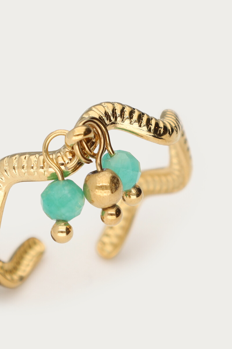 Ring with swirl & green beads | My Jewellery