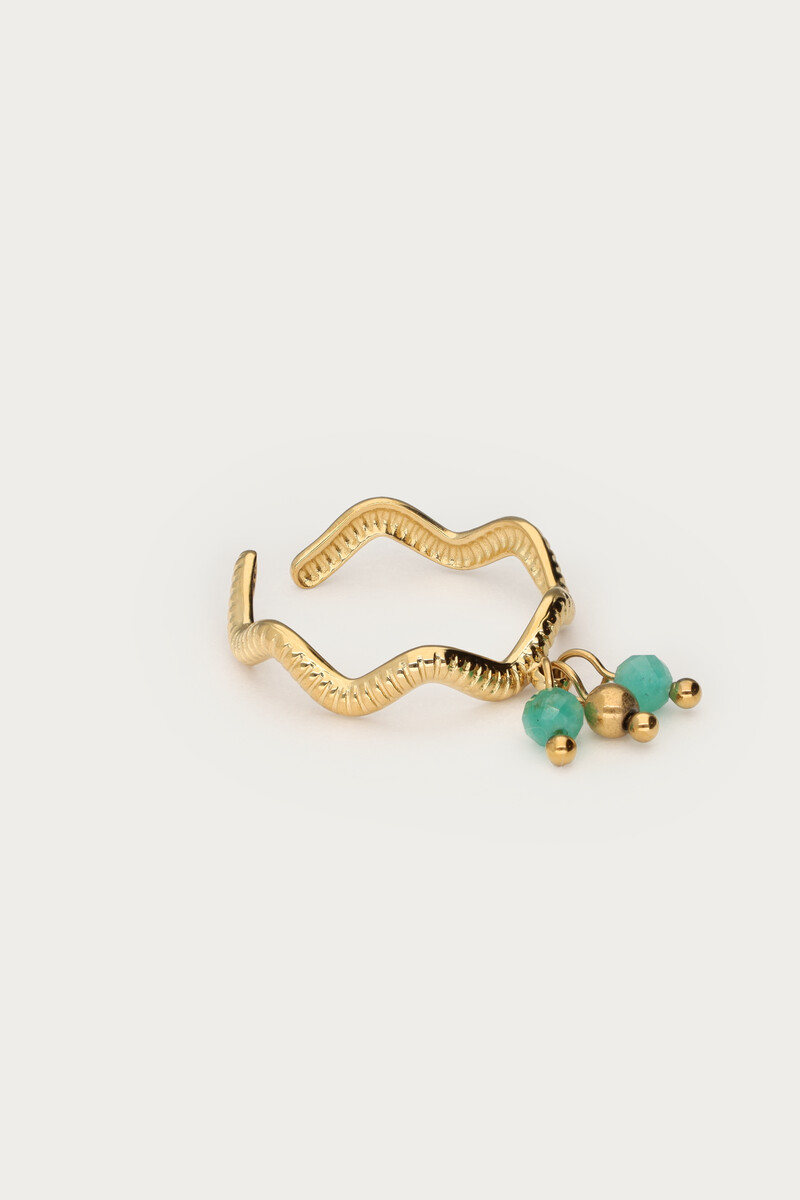 Ring with swirl & green beads | My Jewellery