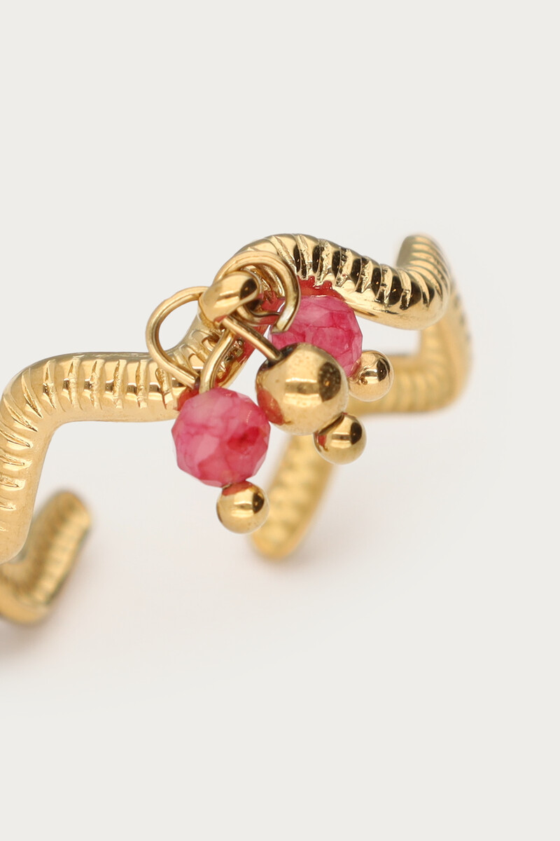 Ring with swirl & pink beads | My Jewellery