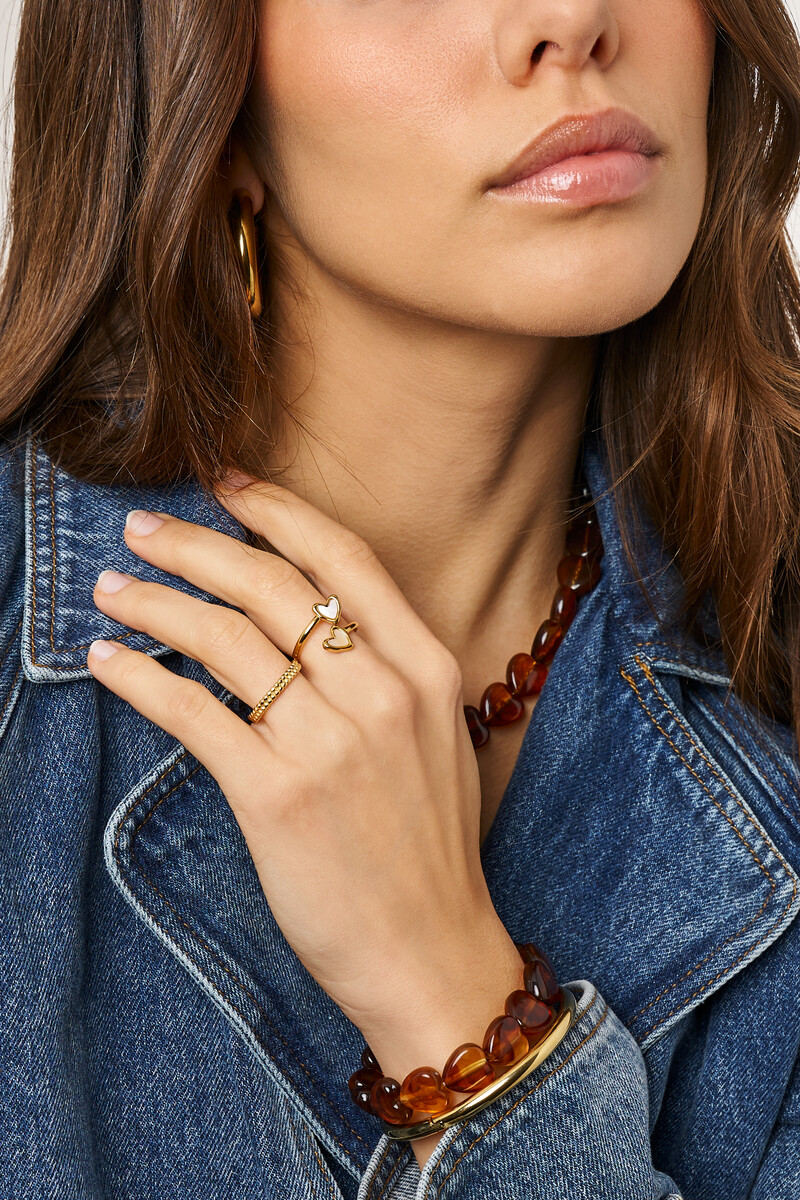 Ring with two mother of pearl hearts | My Jewellery