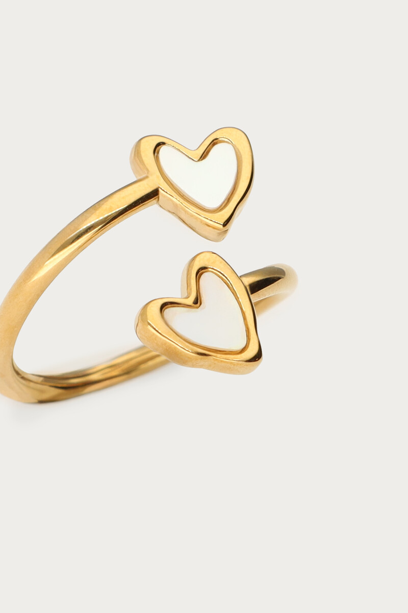 Ring with two mother of pearl hearts | My Jewellery