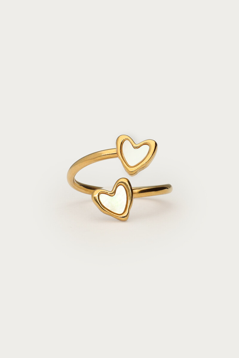 Ring with two mother of pearl hearts | My Jewellery