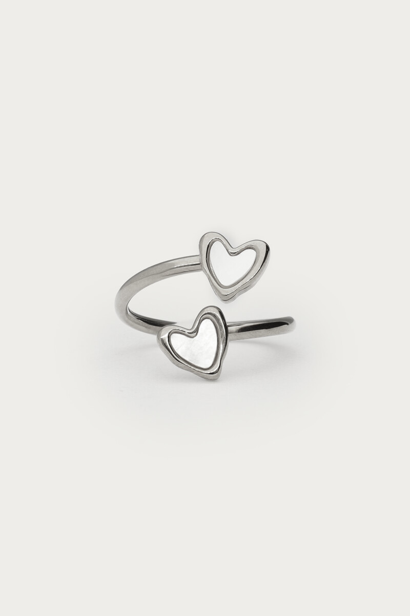 Ring with two mother of pearl hearts | My Jewellery