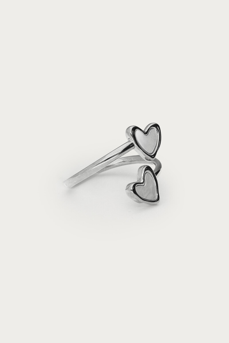 Ring with two mother of pearl hearts | My Jewellery