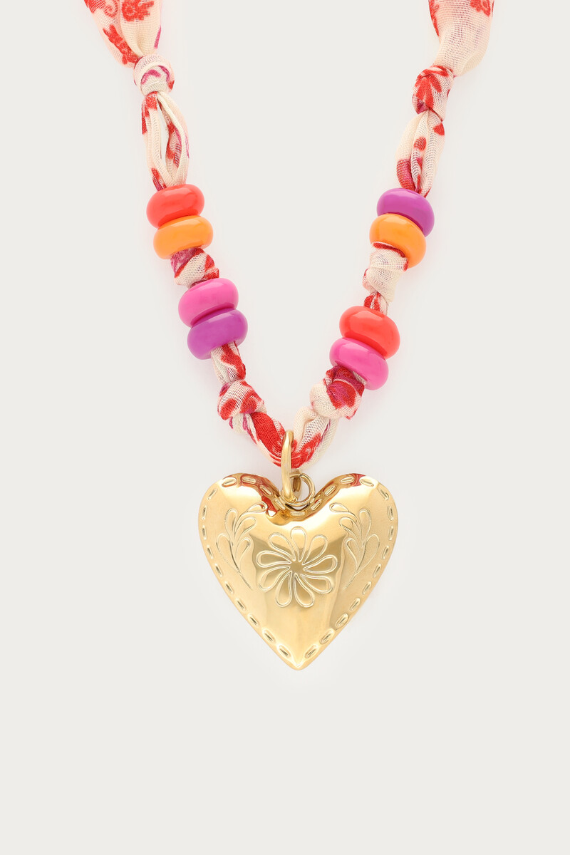 Scarf necklace with beads and heart | My Jewellery