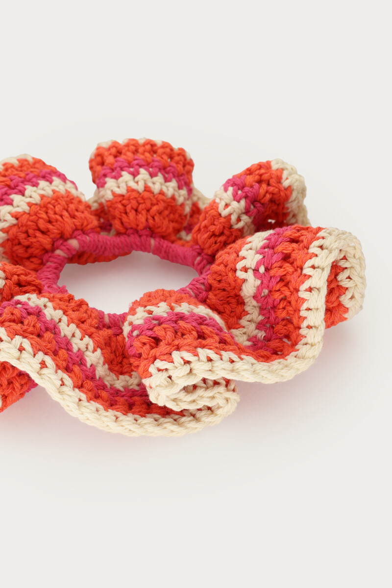 Scrunchie crochet orange & pink | My Jewellery