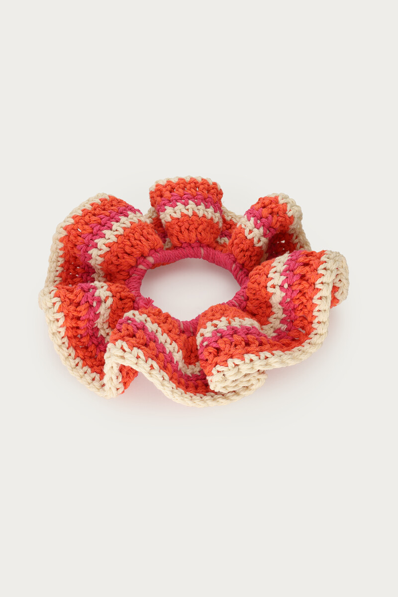 Scrunchie crochet orange & pink | My Jewellery