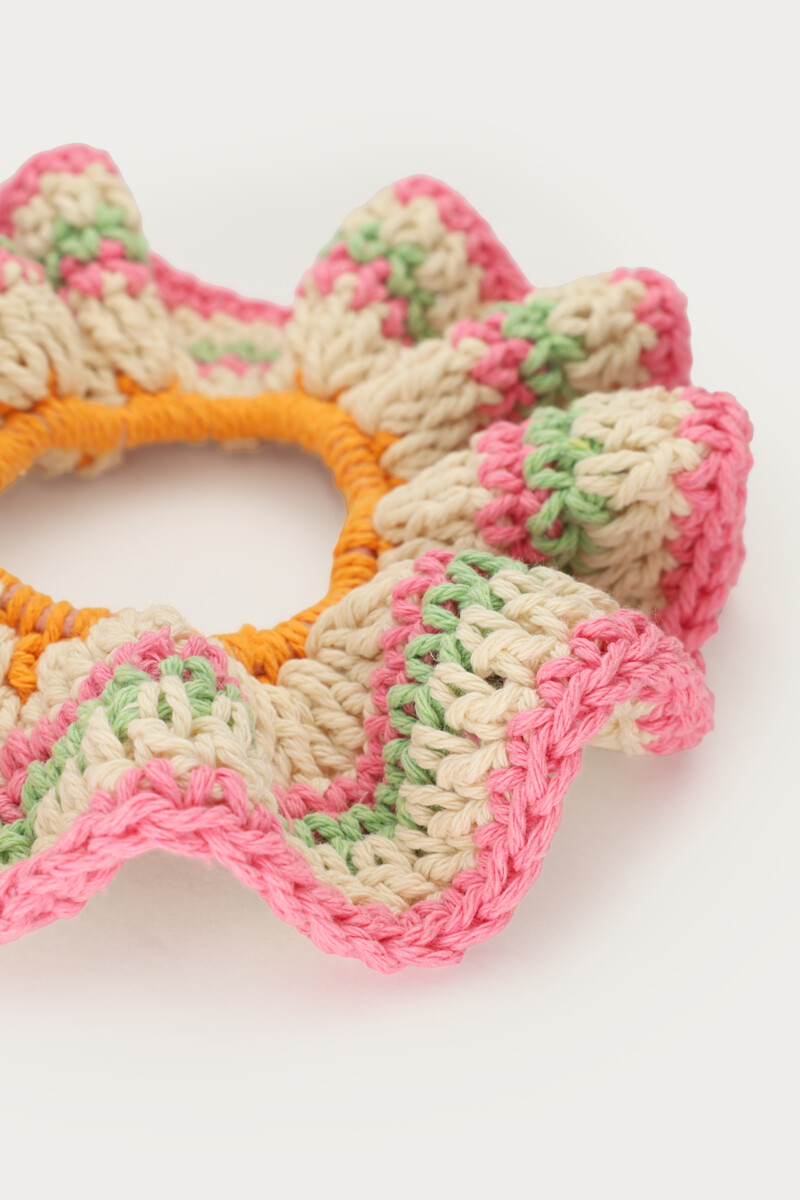 Scrunchie crochet with pink, orange & mint details | My Jewellery
