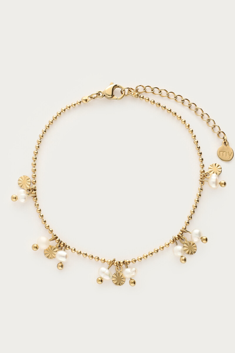 Shapes freshwater pearls & circles bracelet