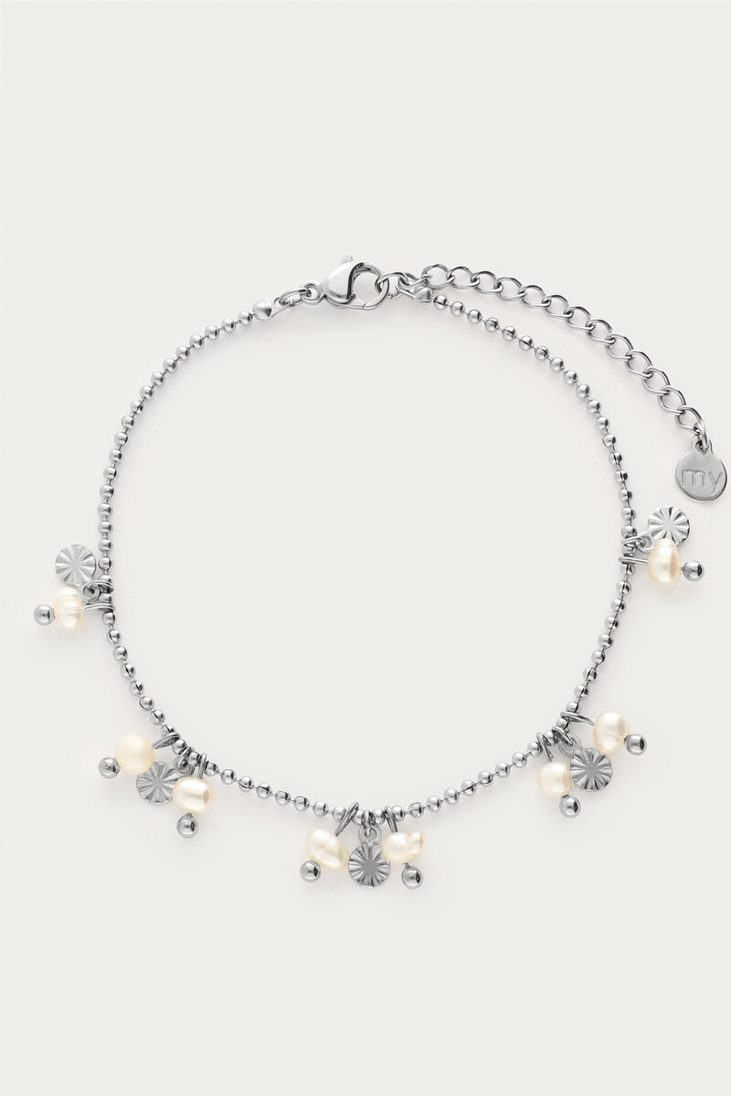 Shapes freshwater pearls & circles bracelet