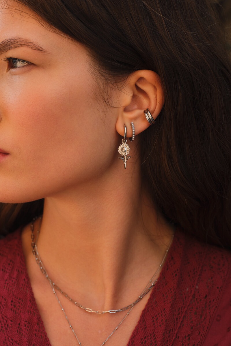 Vintage hoop earrings with sunflowers | My Jewellery