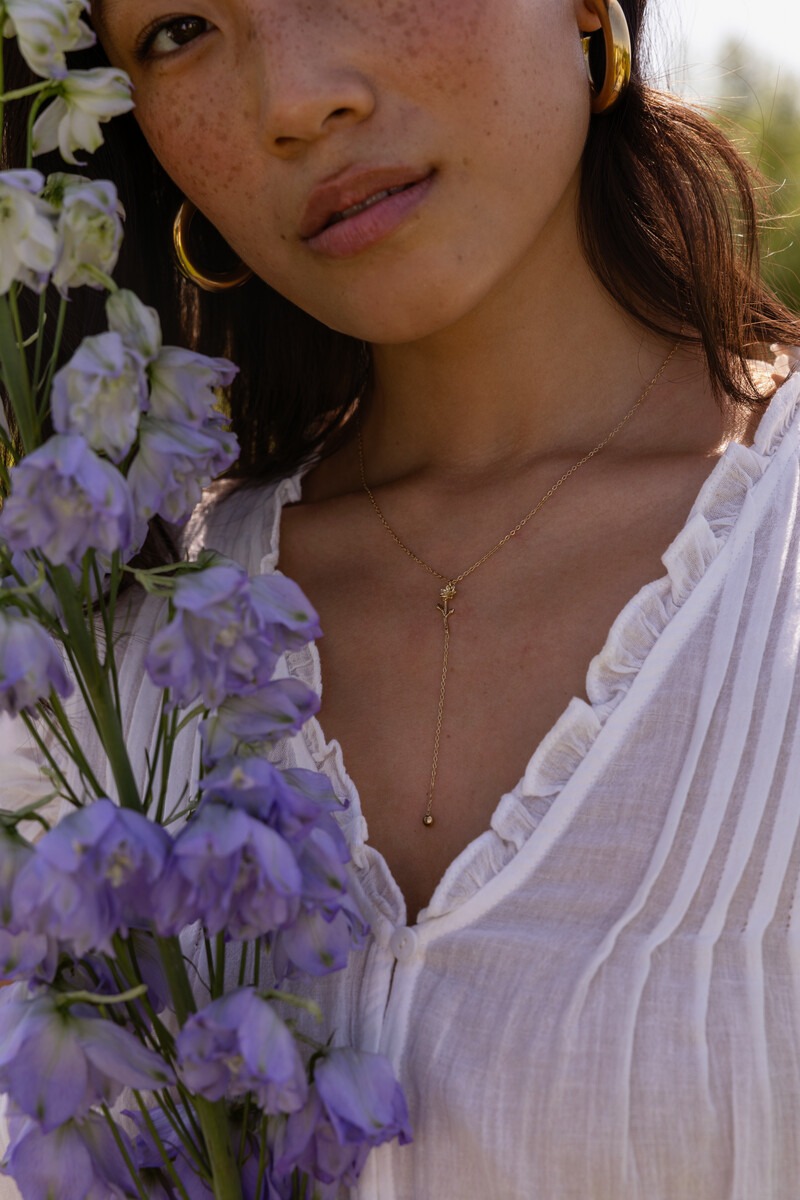 Birth Flower charm necklace with rhinestone | My Jewellery