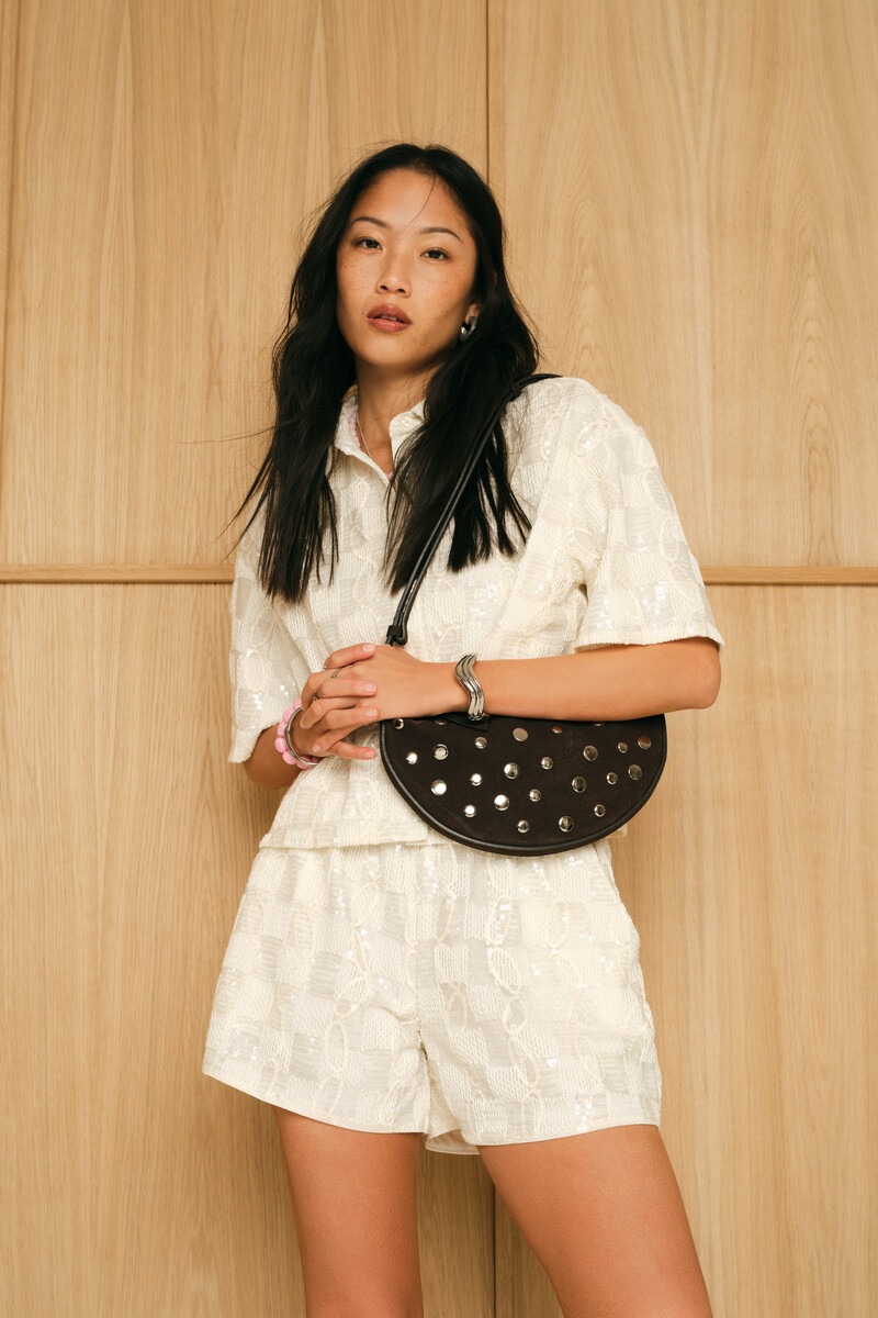 Brown crossbody bag with studs | My Jewellery
