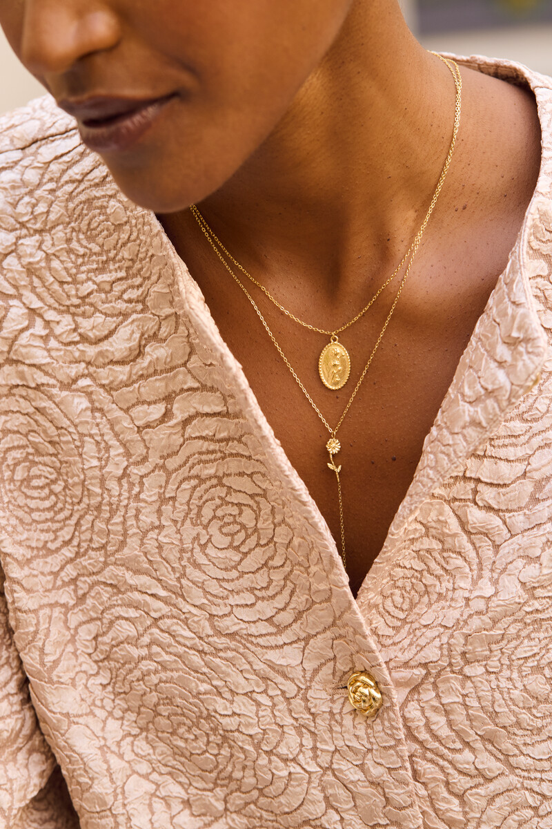 Beige jacquard top with roses | My Jewellery