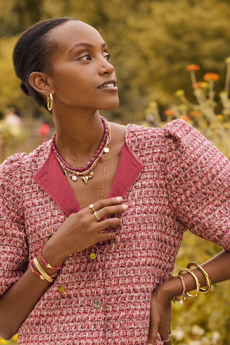 Red tweed top | My Jewellery