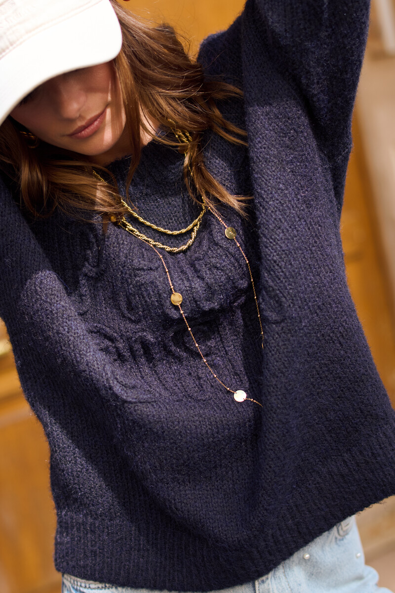 Dark blue embroidery sweater "Paris Paris" | My Jewellery