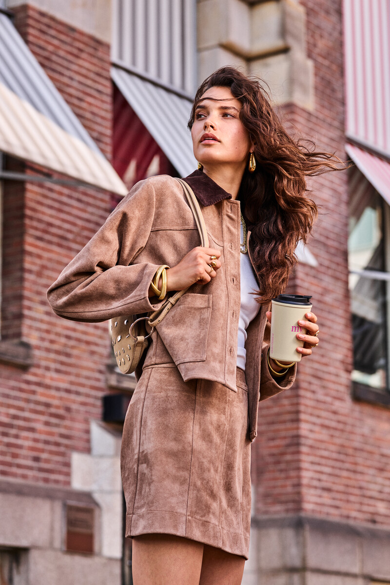 Brown short skirt in suede look | My Jewellery