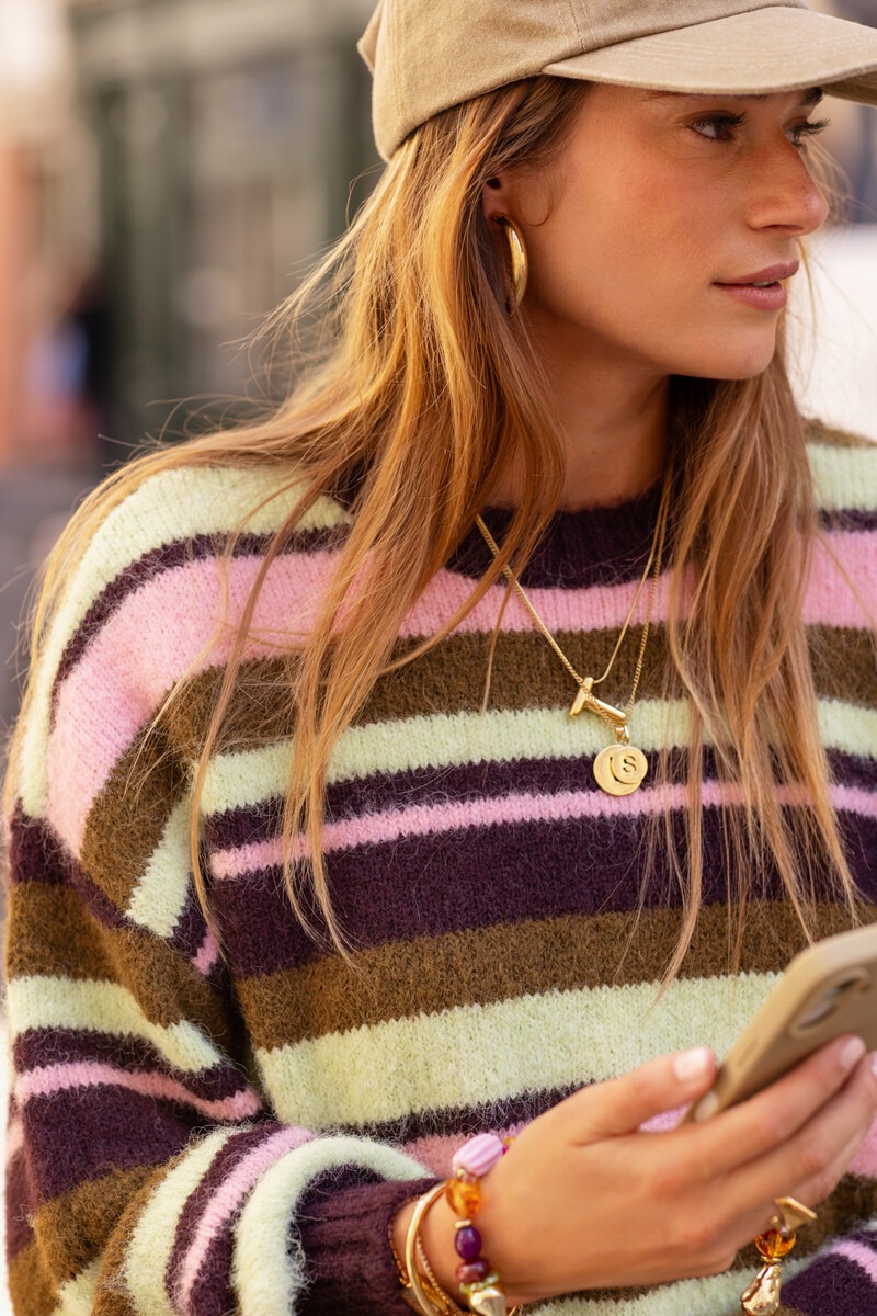 Multicolour knitted sweater with stripes | My Jewellery