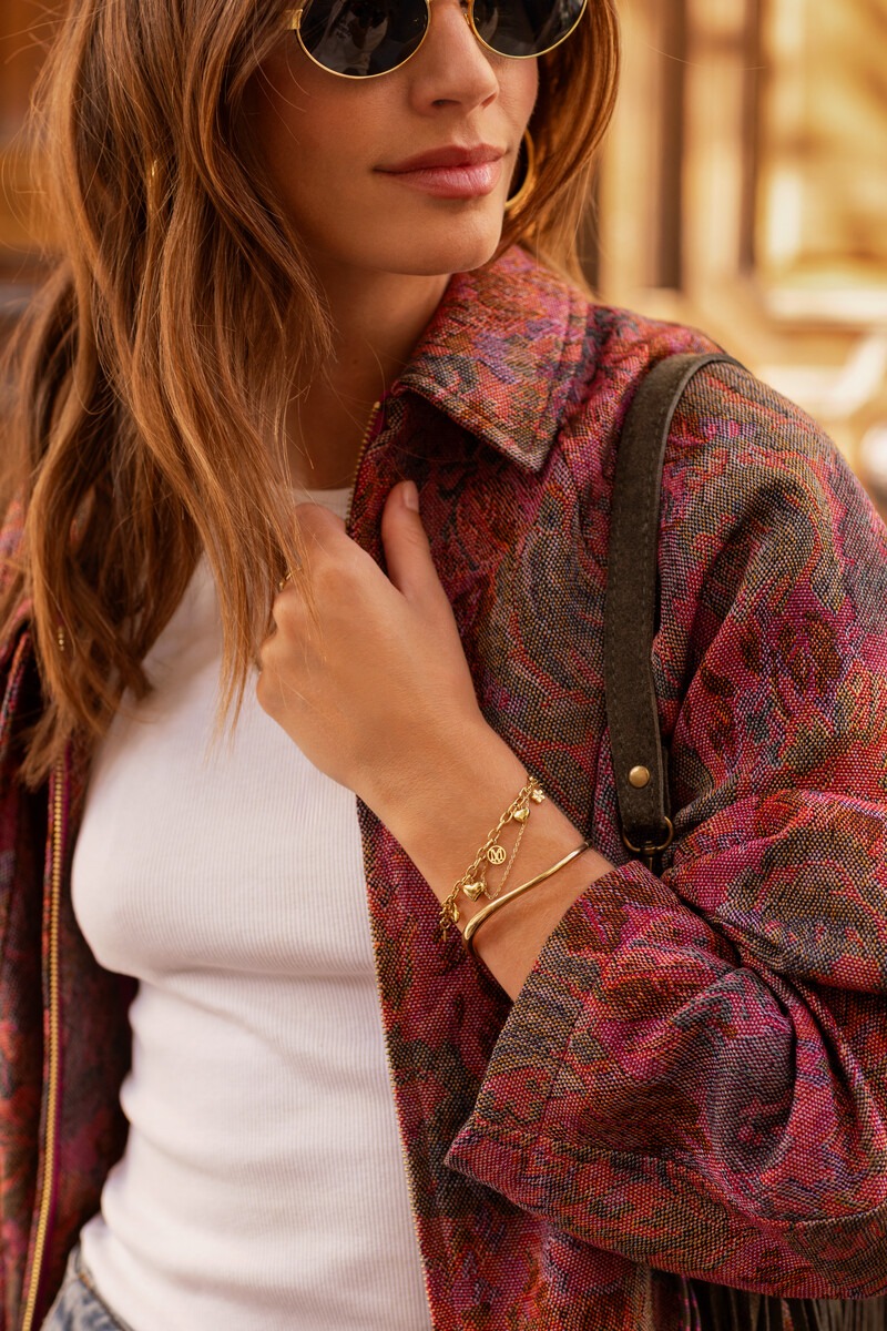 Red jacquard bomber jacket with floral print | My Jewellery