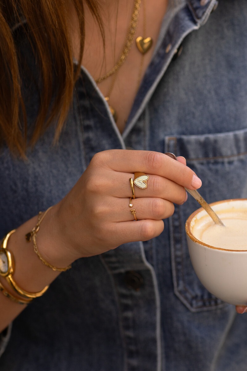 Initial ring with rhinestone | My Jewellery