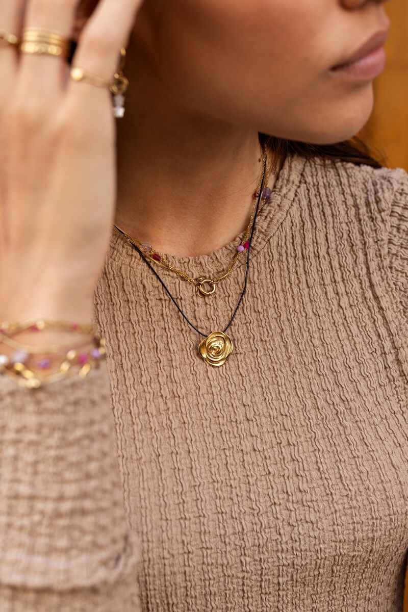 Triple necklace with pink and purple beads | My Jewellery