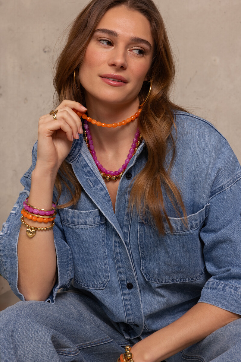 Orange minimalist beaded necklace | My Jewellery