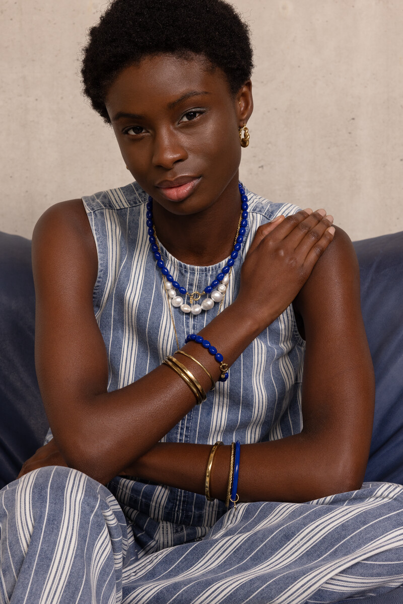 Dark blue minimalist beaded necklace | My Jewellery