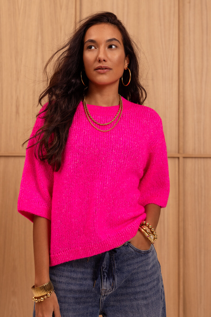 Pink oversized sweatshirt with short sleeves | My Jewellery
