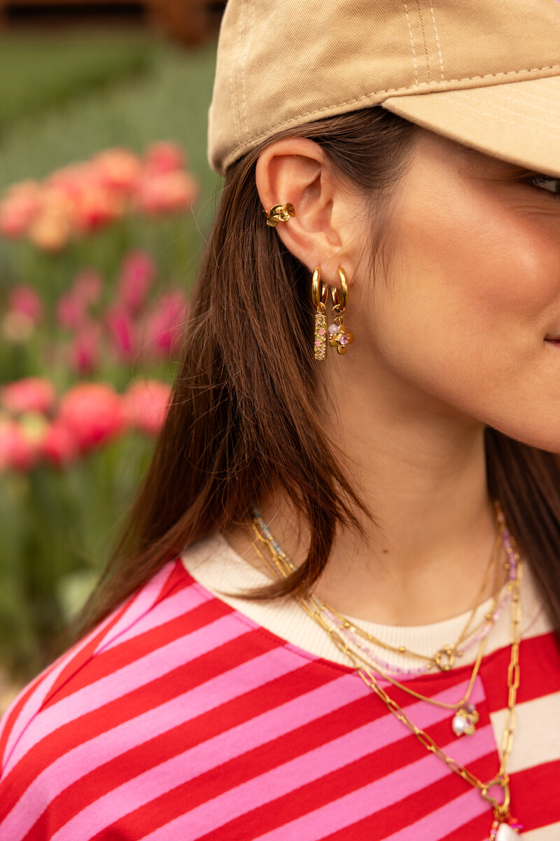 Botanical hoop earrings with flower charm | My Jewellery