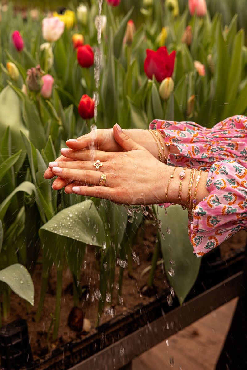 Botanical triple bracelet with light green beads | My Jewellery