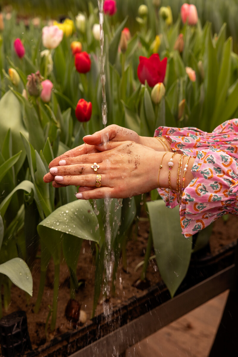 Botanical double bracelet with pink bead | My Jewellery