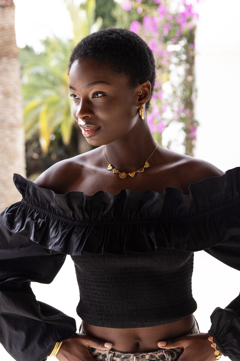 Black top with ruffles & smock | My Jewellery