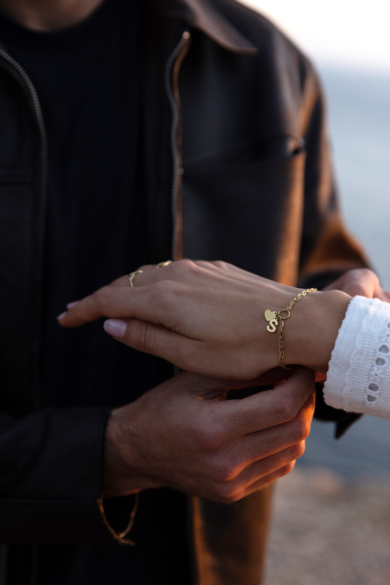 Initial double bracelet with heart | My Jewellery