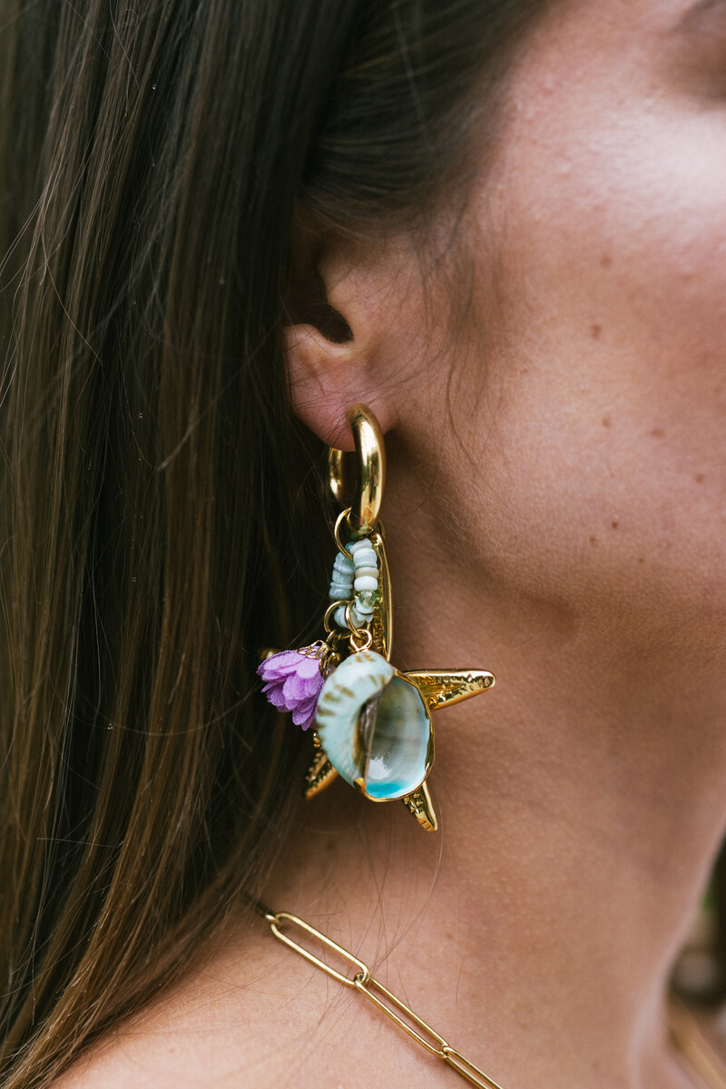 Mer earrings with shell & sea star | My Jewellery