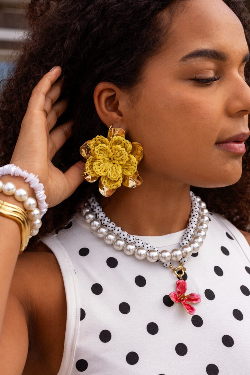 Tropical drop earrings with yellow statement flower | My Jewellery